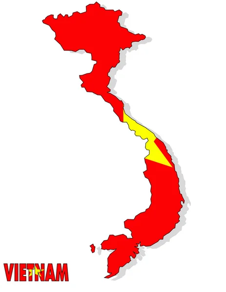 Vietnam map isolated with flag.