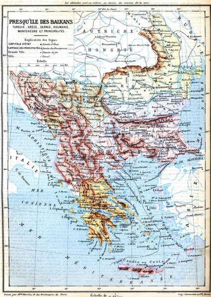 The map of Balkan Peninsula (Turkey, Greece, Serbia, Romania and