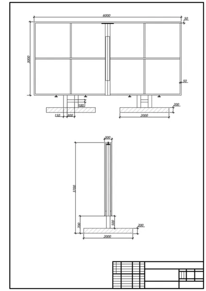 Architectural drawing of billboard, autocad, vector