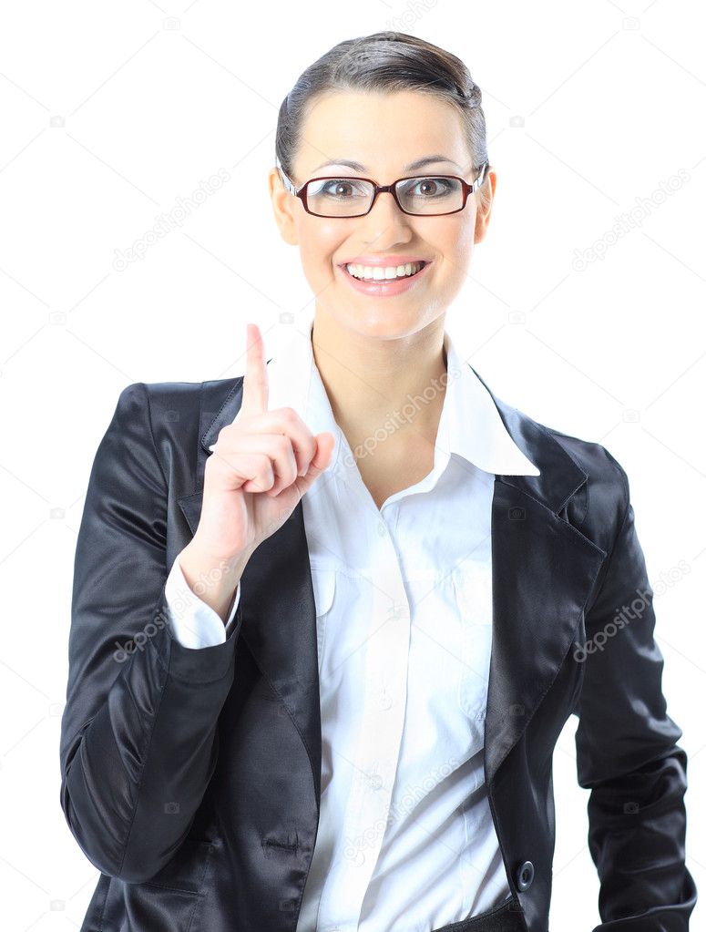 Nice business woman in glasses, invented a new idea