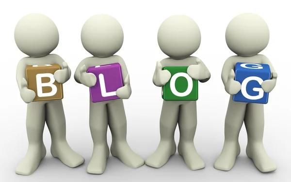 3d people holding word blog by Nasir Khan - Stock Photo