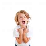 Children excited kid epression with winner gesture — Stock Photo