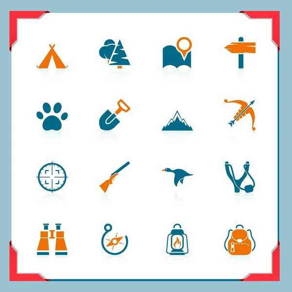 Camping and hunting icons | In a frame series