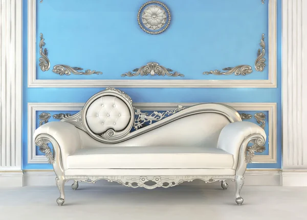 Luxurious sofa in blue royal interior apartment