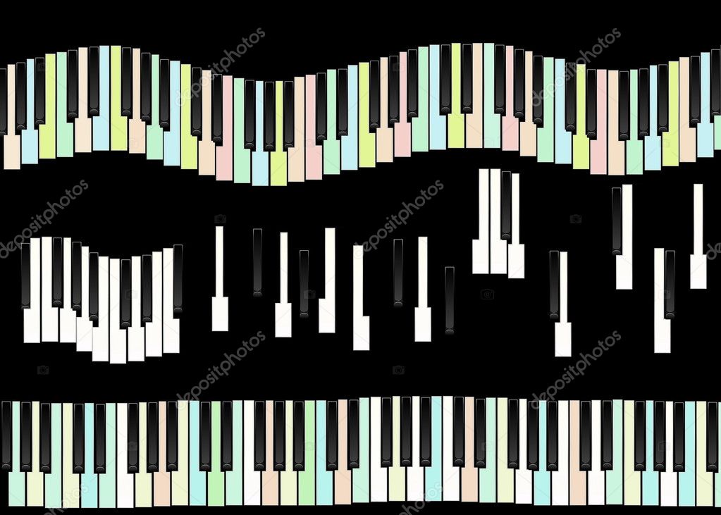 Piano keys isolated on black background, texture — Stock Photo