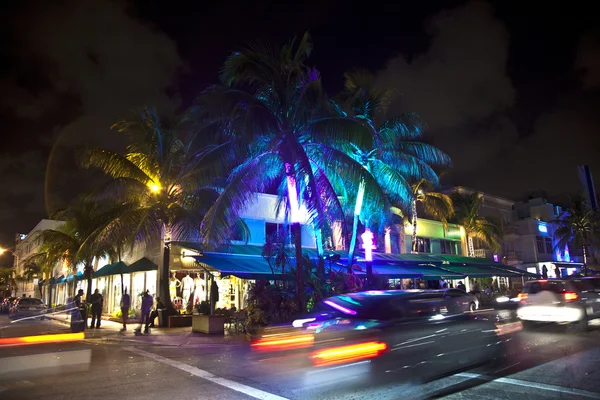 Night view at Ocean drive on in Miami Beach in the art deco dist