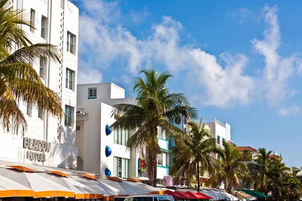Midday view at Ocean drive in Miami Beach with Art Deco architec