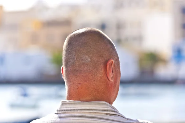 Back of male man with short haircut