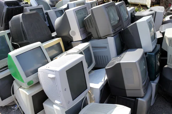 Old broken computers monitors