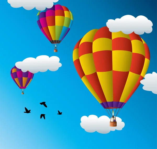 Vector hot air balloons in the sky