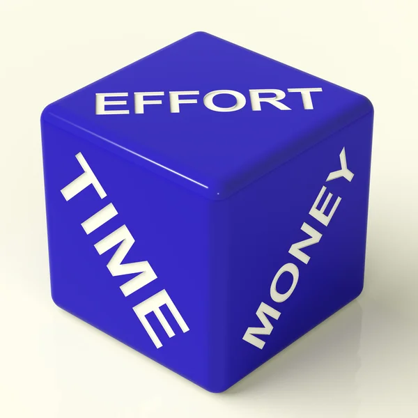 Effort Time Money Dice Representing The Ingredients For Business