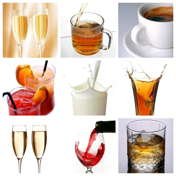 Collage of drink related pictures