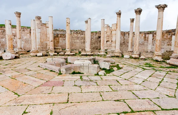 Ruins of ancient market house in antique town Jerash