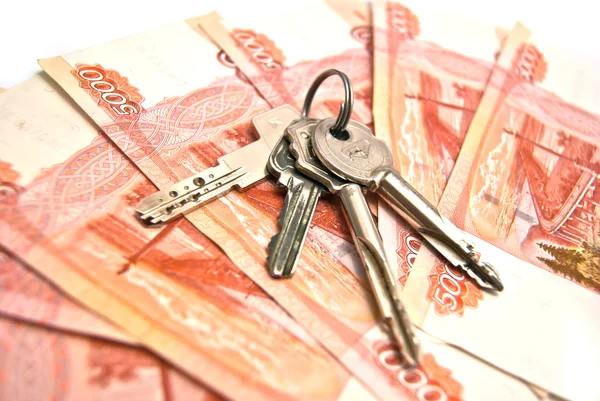 Keys and banknotes background