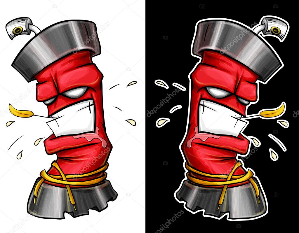 Aggressive graffiti spray. Bolonchik spray with a human face. Vector ...