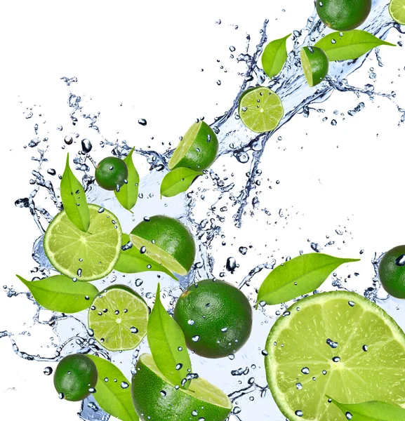 Limes in splash