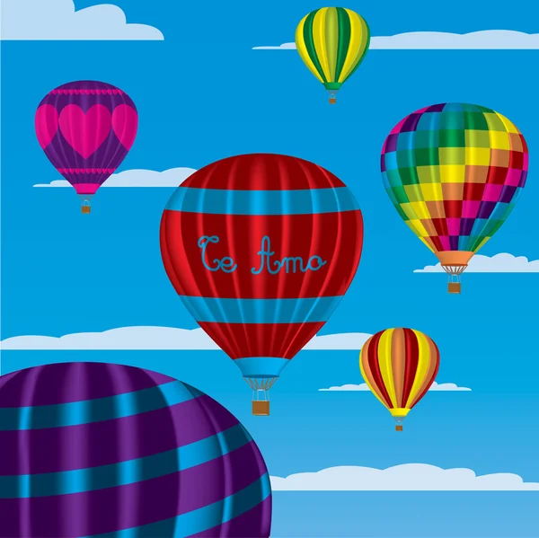 Multi coloured hot air balloons with \