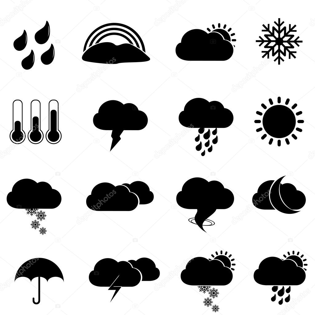 Weather icons and symbols — Stock Vector © soleilc #8616282