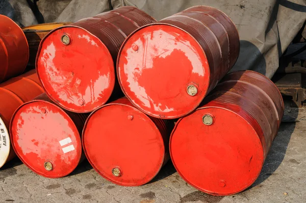 Stack of red drums