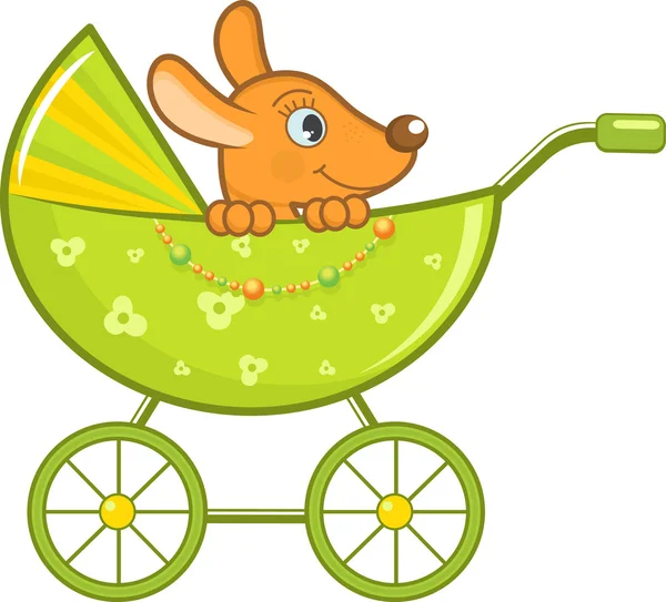 Baby animal in the stroller, vector illustration — Stock Vector #8858371