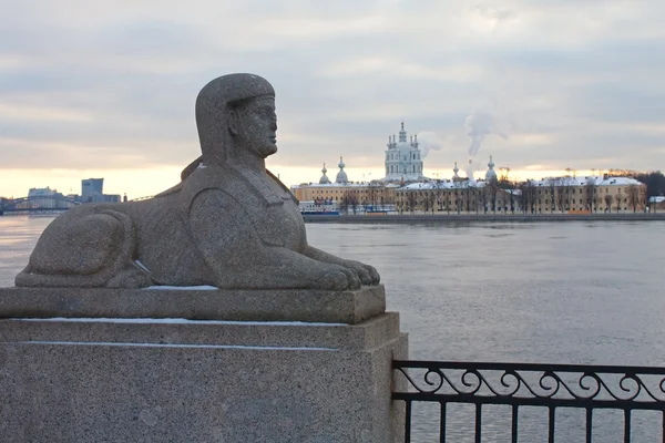 Egyptian sphinx on quay of the Neva river. St.Petersburg, Russia
