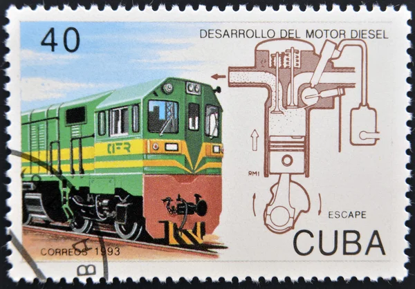 CUBA - CIRCA 1993: A stamp printed in Cuba dedicated to Diesel engine development, shows train, circa 1993