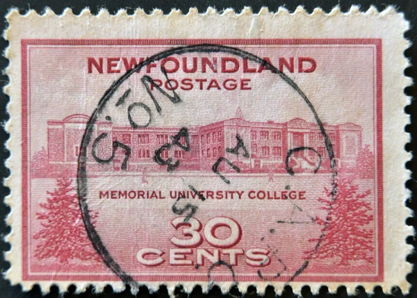 UNITED STATES OF AMERICA - CIRCA 1943: A stamp printed in USA shows memorial university college, Newfoundland, circa 1943
