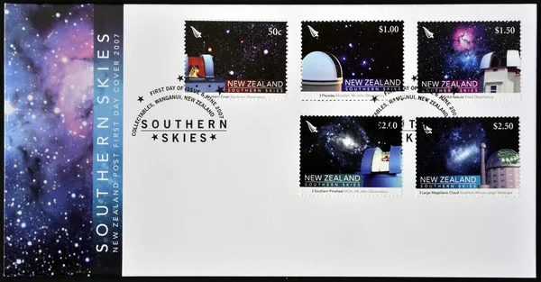NEW ZEALAND - CIRCA 2007: A postcard printed in New Zealand dedicated to southern skies, circa 2007