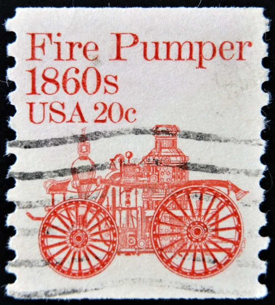 UNITED STATES OF AMERICA - CIRCA 1981: a stamp printed in USA shows Fire pumper 1860s, fire truck, circa 1981