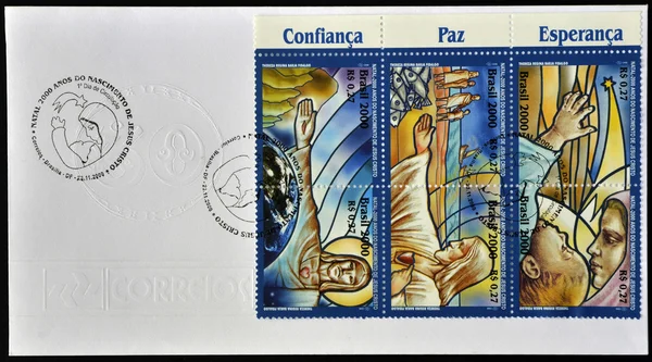 BRAZIL - CIRCA 2000: A postcard printed in Brazil dedicated to 2000 years since the birth of Jesus Christ, circa 2000