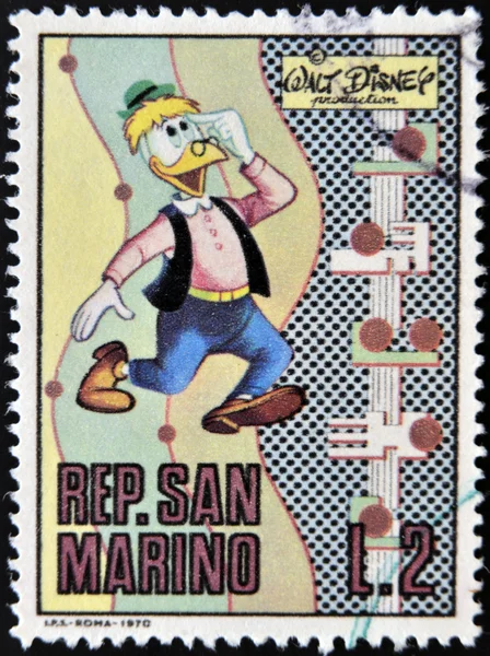 SAN MARINO - CIRCA 1970: A stamp printed in San Marino shows Gyro Gearloose, cartoon character of Walt Disney, circa 1970
