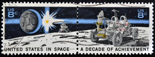 UNITED STATES OF AMERICA - CIRCA 1971: A stamp printed in USA dedicated to United States in Space, A decade of achievement, circa 1971
