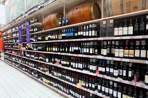 Wine rack in the supermarcet Alcampo on Canary Island Tenerife