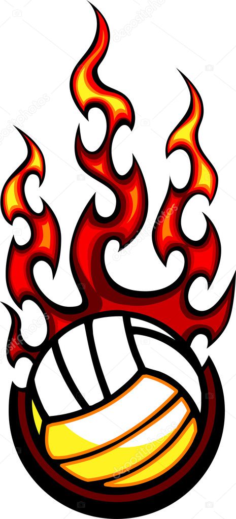 Volleyball Flaming Ball Vector Illustration — Stock Vector © Chromaco 