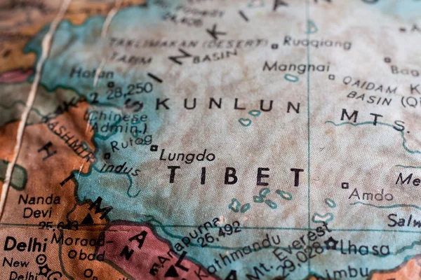 Close up map of Tibet