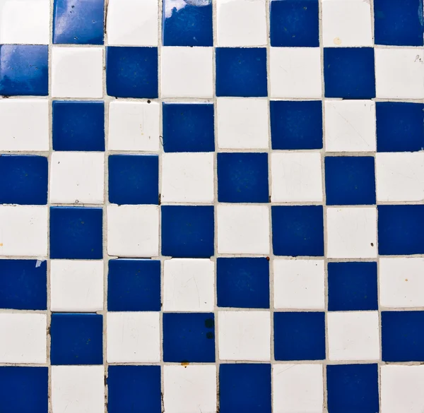 Blue and white square tiles