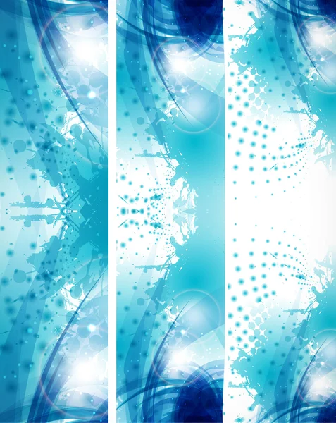Set of three banners abstract headers with blue blots vector