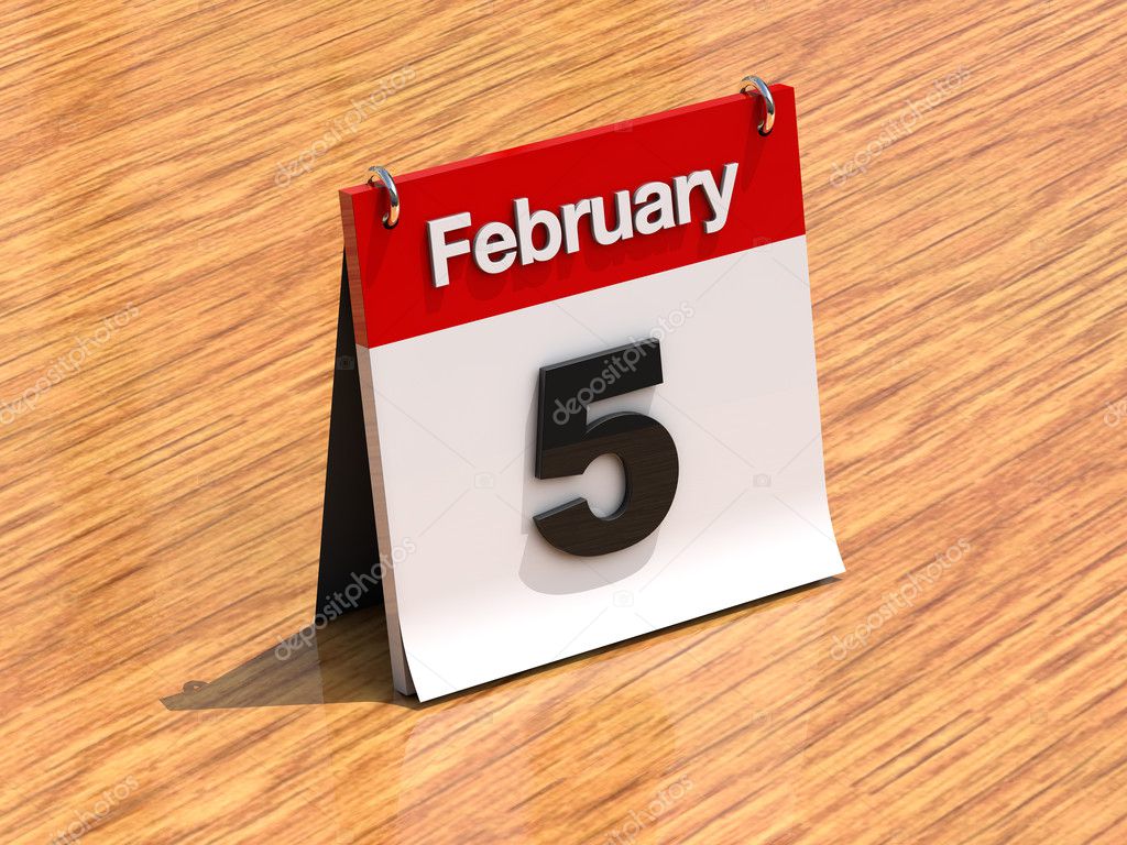 Calendar on desk February 5th — Stock Photo © kasiastock1 9488159