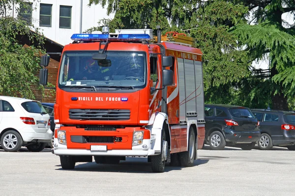 Fire engine truck running during a mission