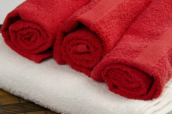 Three red towels