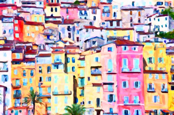 Colorful houses in Provence - post processing painting by photographer