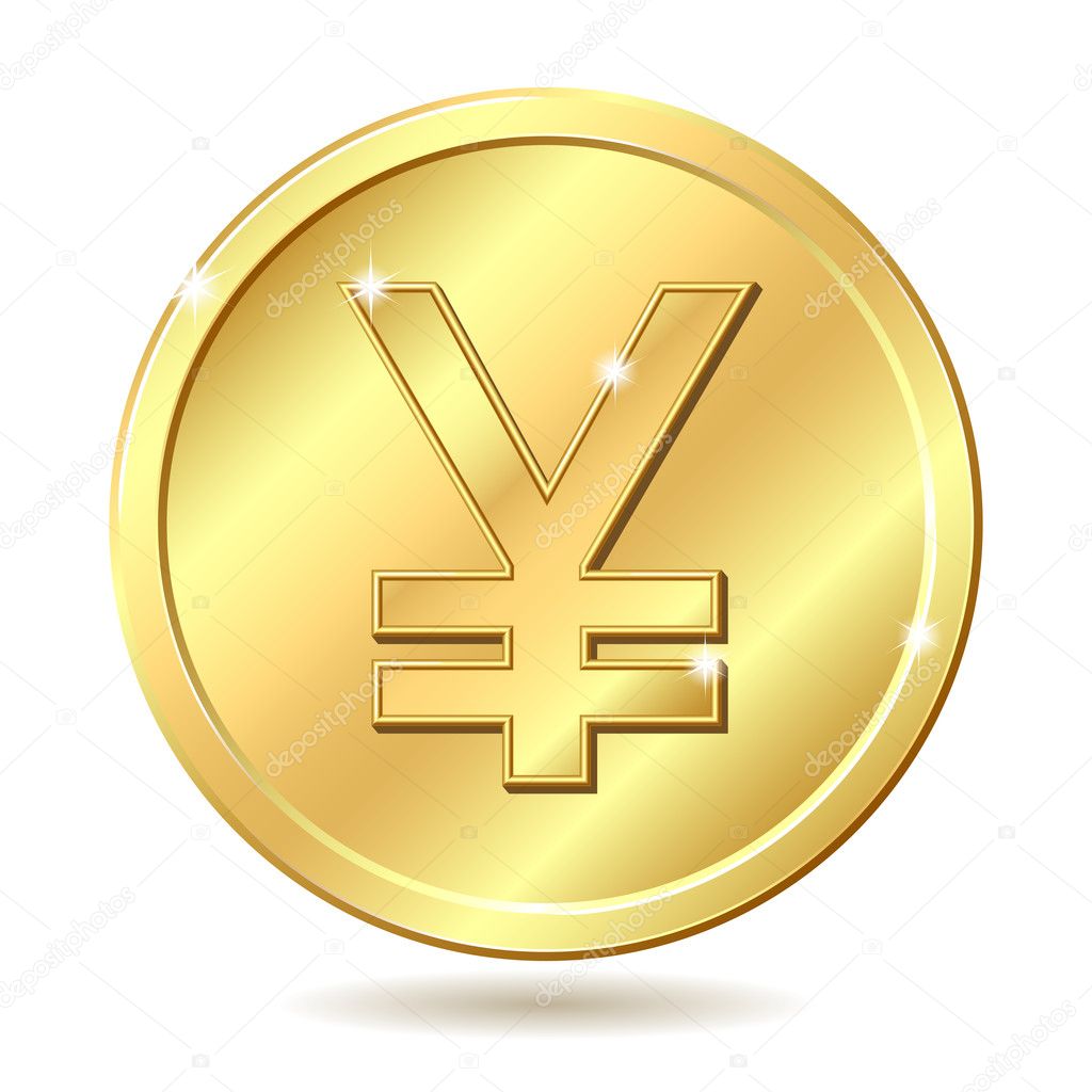 日元符号的金币 孤立在白色背景上的矢量图