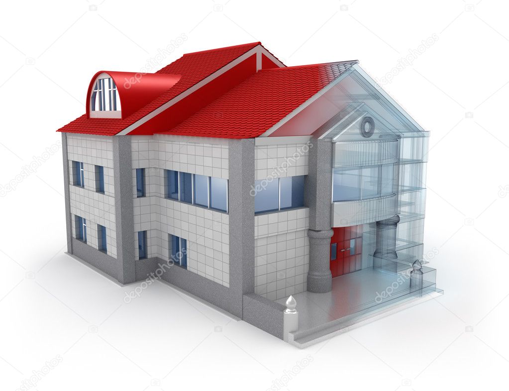 Exteriör hus design. över vit bakgrund — stockfotografi © alexmit ...