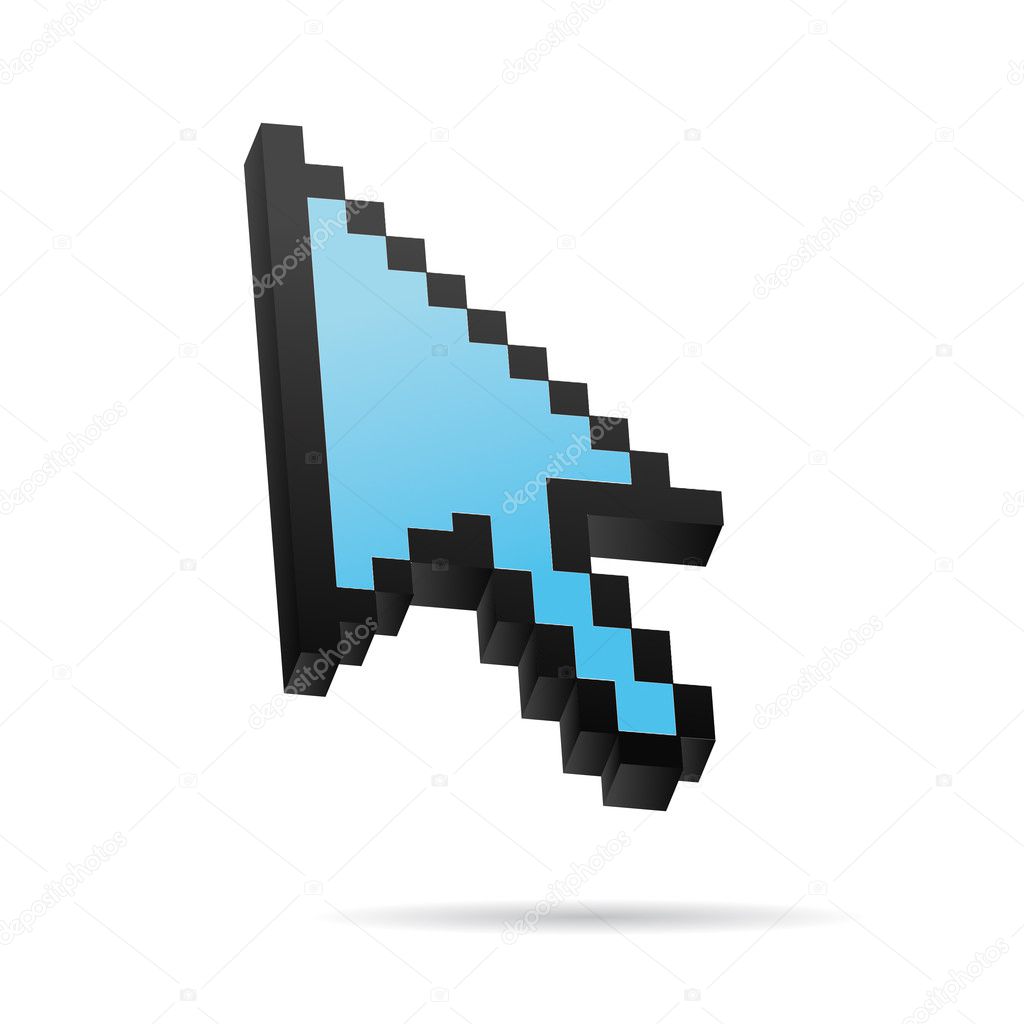 Blue Pixel 3D Vector Mouse cursor — Stock Vector © rclassenlayouts #8737756