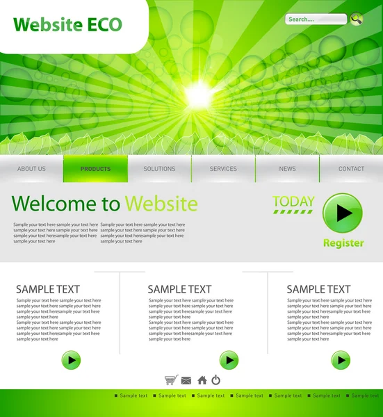 Green eco website layout template