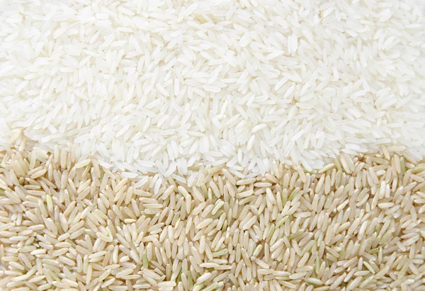 White rice and brown rice background texture