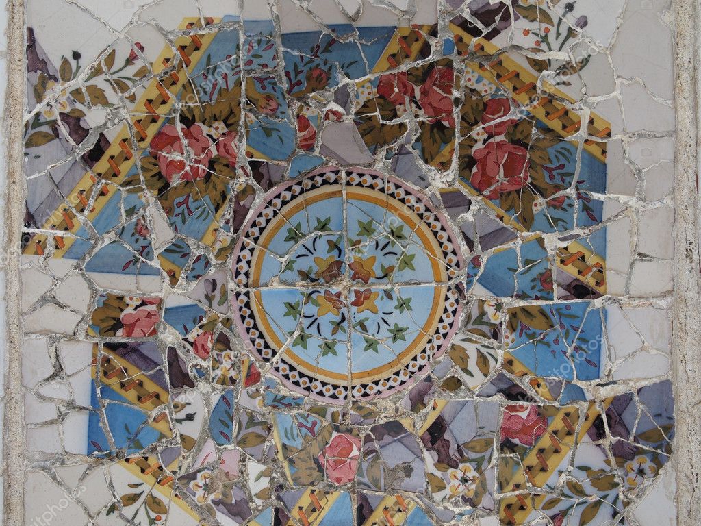Gaudi Fliesen Gaudi Mosaik Fliesen Barcelona Spanien — Stockfoto
