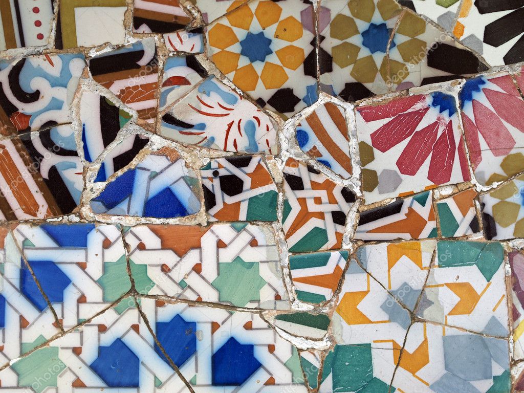 Gaudi Fliesen Gaudi Mosaik Fliesen Barcelona Spanien — Stockfoto