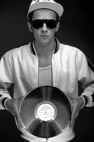 Dj with vinyl record