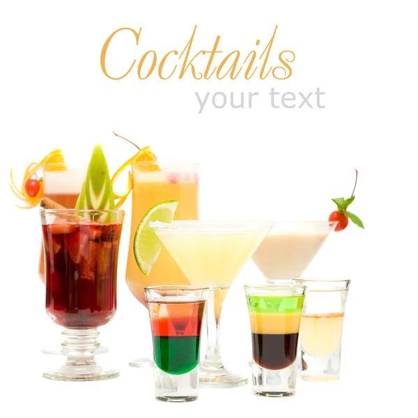 Alcohol Shot Drink on fancy blurred Cocktails Background